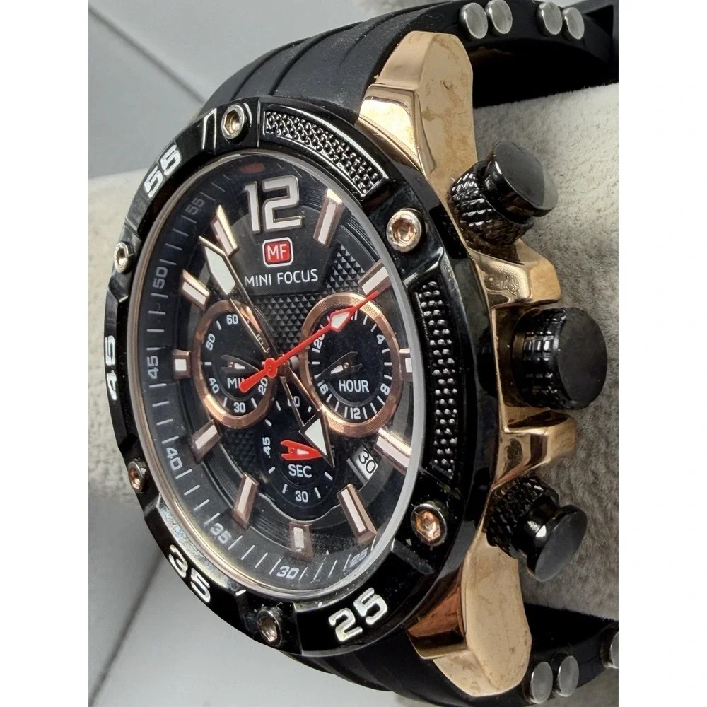 Mini Focus MF0349G New Battery Mens Chronograph Watch 50MM 8.5